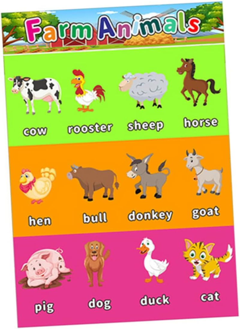 COHEALI Children Early Education Poster Set 4Pcs Preschool Educational Wall Charts for Toddlers Including Alphabet Numbers Farm Animals Waterproof and Reusable 15.7X11In image number 3