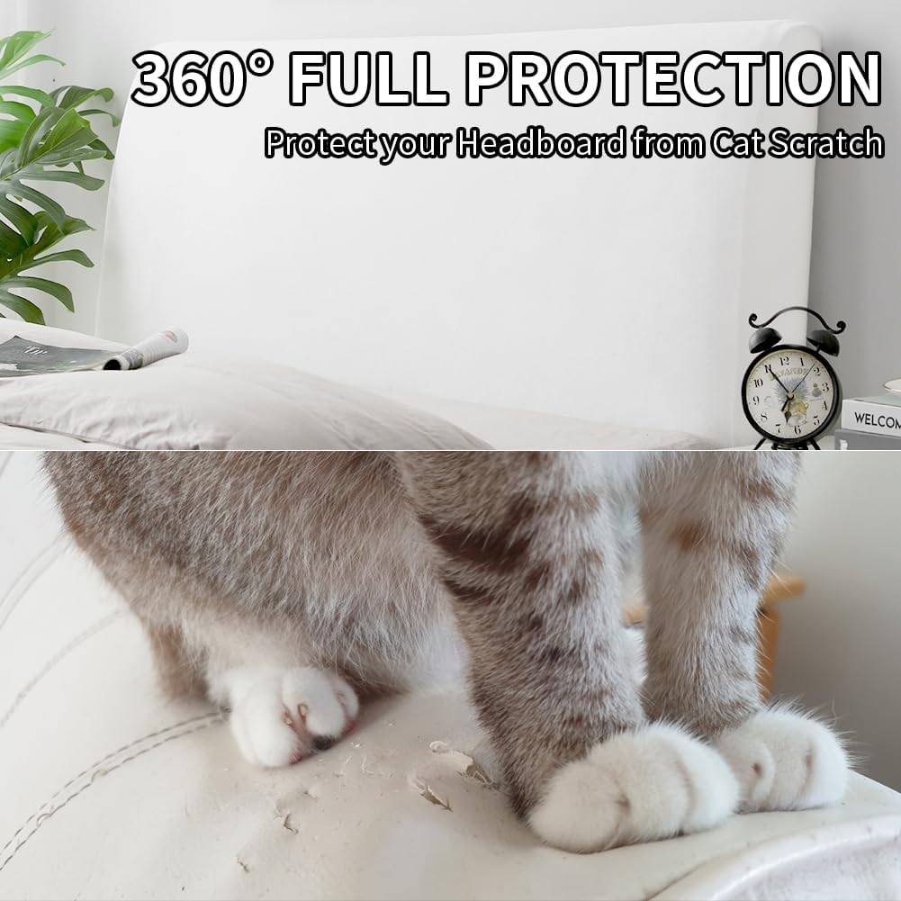 Bed Headboard Protective Cover, Dustproof Protective Cover for Padded Bedroom Headboard, Velvet Fabric (150-170 Cm (Queen), Black) image number 5