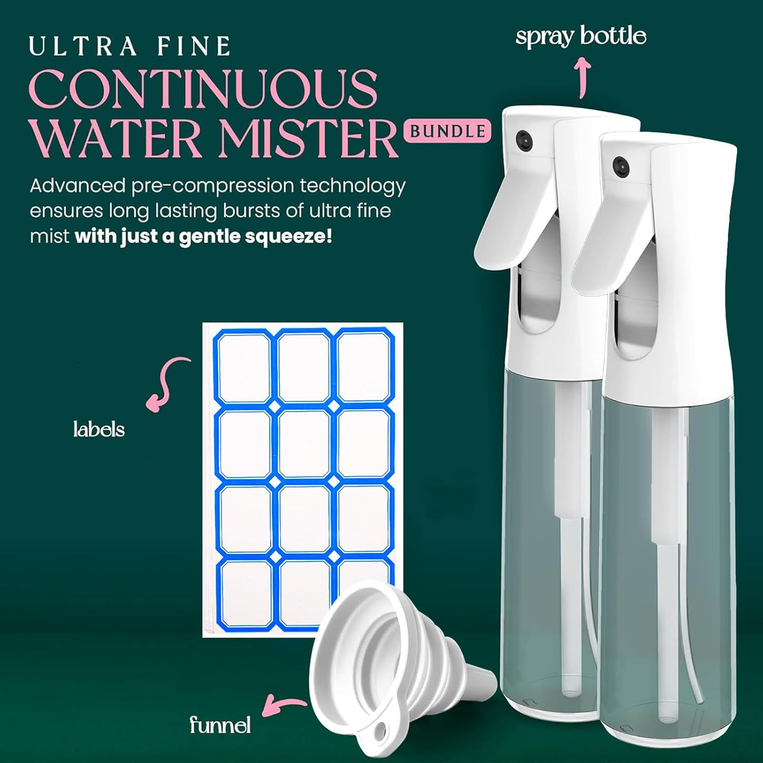 Weidllys Spray Bottle for Hair &ndash; Continuous Mister Spray Bottle for Hairstyling, Cleaning, Plants, Pets, Barbers, Salons, Essential Oil Scents (10 Ounce) image number 3