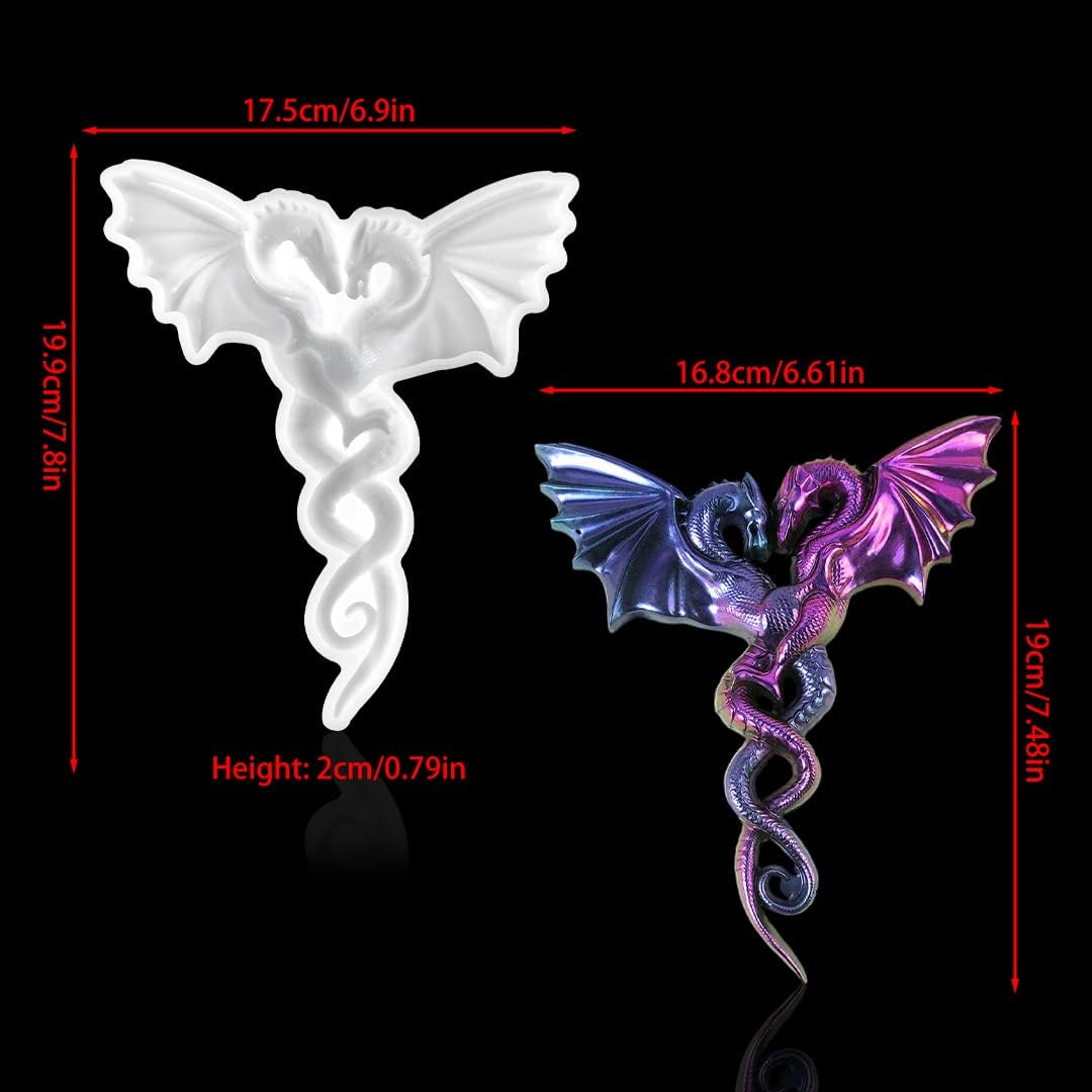 Zayookey Couple Dragon Silicone Molds, Large Animal Resin Mold, 3D Double Dragon Epoxy Resin Silicone Mold DIY Craft Resin Casting Mould for Wall Hanging Home Office Art D&eacute;cor - Dragon Shape A image number 2