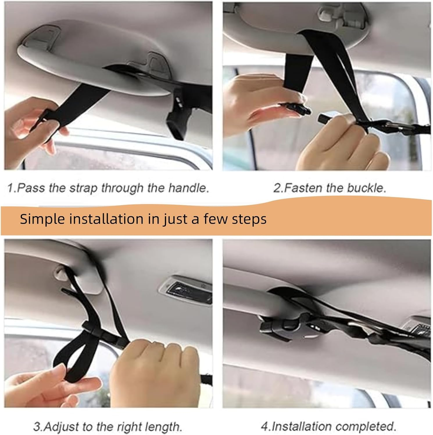 SUV Ceiling Cargo Net Pocket, Adjustable Double Large Car Ceiling Storage Net with 2 Seat Hooks, Mesh Car Roof Organizer Long Trip Storage Bag for SUV Long Trip Camping (Black) image number 5