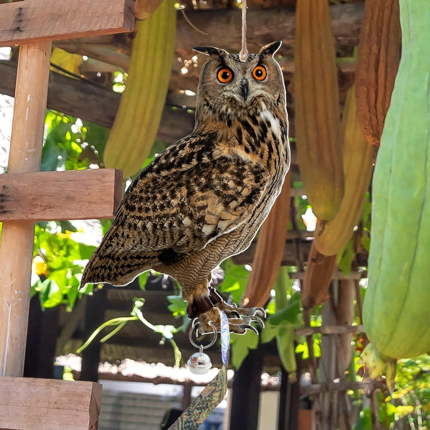 O-Wl Bird Scarers for Gardens, Owls to Keep Bi-Rds Away, Fake O-Wl Decoy with Bell, Bi-Rds Deterrents, Scarecrow for Roofs to Keep Bi-Rds Pigeon from Tree Yard image number 4