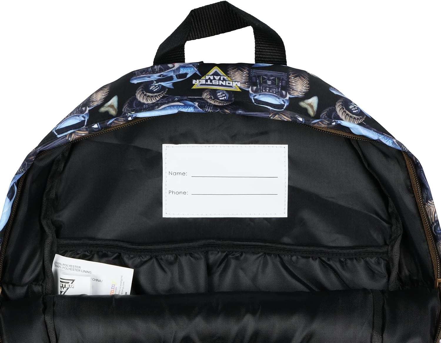 INTIMO Monster Jam Backpack Allover Megalodon Shark Monster Truck School Book Bag with Laptop Tech Sleeve image number 5