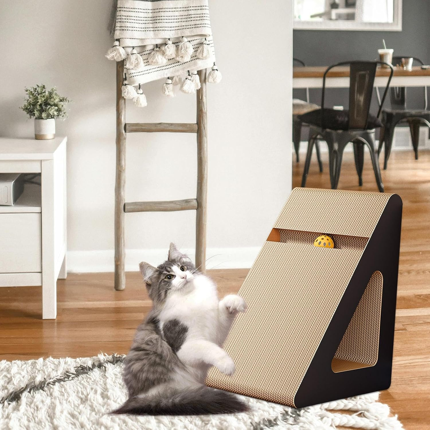 Yuksok Cat Scratcher Board Sofa Protection Training Corrugated Paper Triangle Pet Toy Grind Claws Scratching Pad Claw Scratching Toy, M image number 6