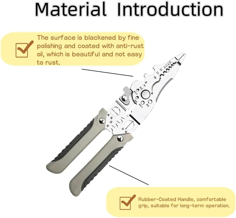 New Multi-Functional Electrician Special Stripping Pliers Stripping Splitter Pliers Winding Cut Wire Stripping Skin Pressure Wire Stripping Pliers image number 3