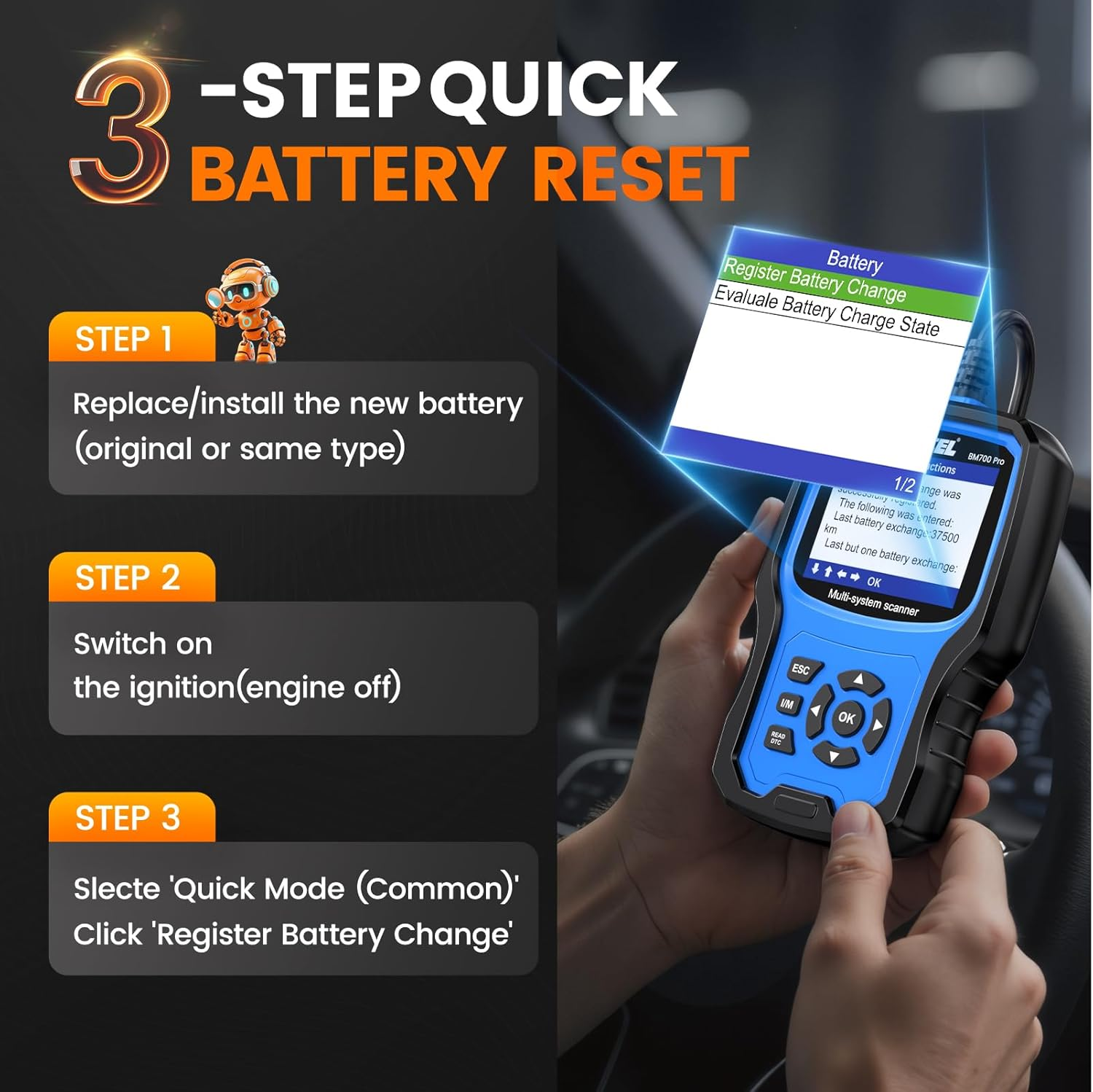 Ancel BM700 PRO Fit for BMW OBD2 Scanner - Battery Registration Tool, Code Reader for Bmw/Mini/Rr, Advanced OBD2 Scanner Auto V-I-N, Full System Diagnostic Scan Tool with All Reset Services image number 6