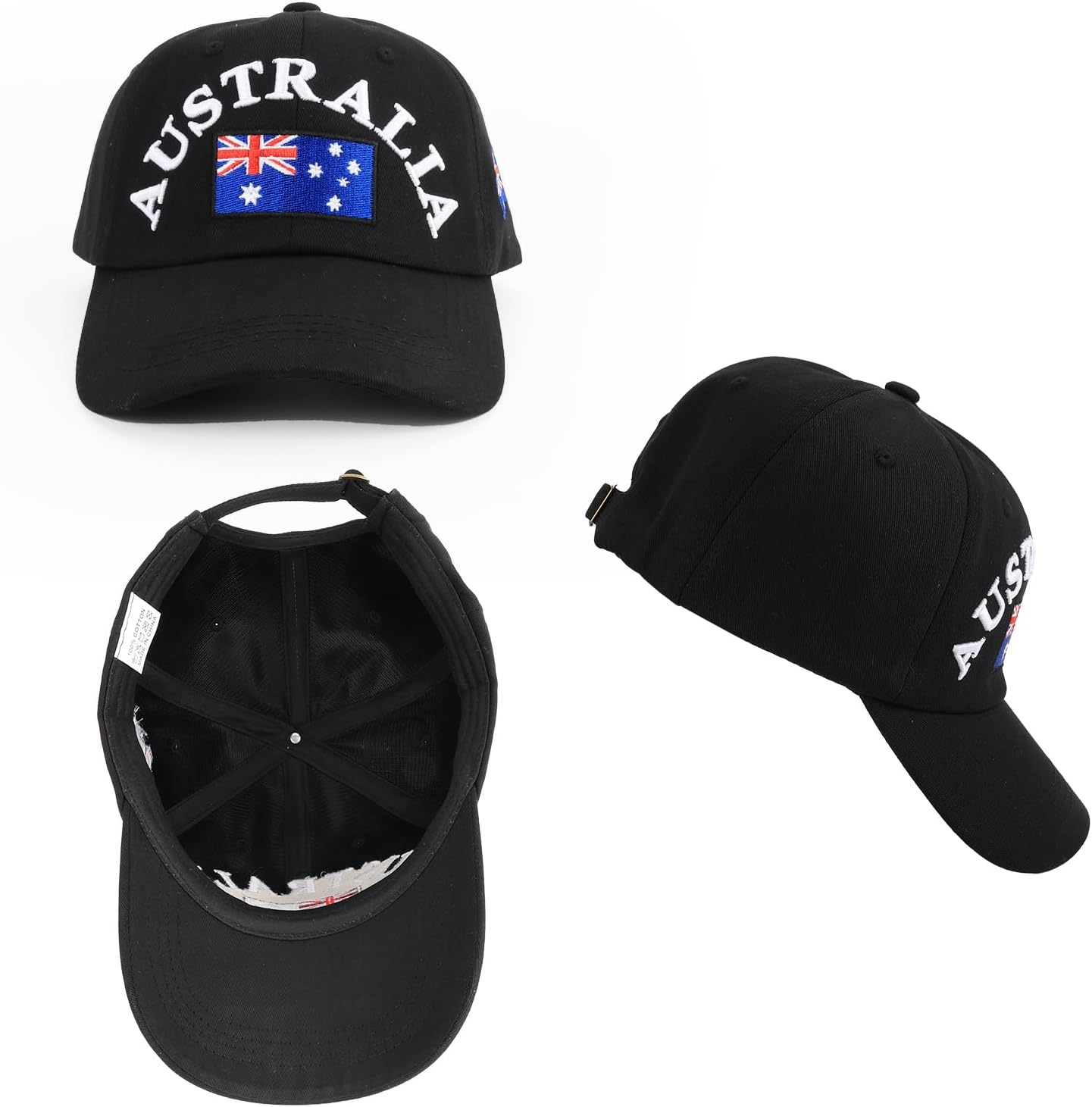 Fiohiros Australia Day Cap, Comfortable and Breathable Australia Day Hat, Summer Sun Hat, Outdoor Sports, Travel Hat, Perfect for Celebrating Australia Day Black image number 2