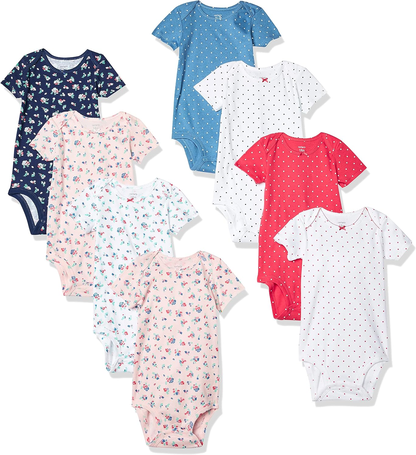 Carter'S Baby Girls' 8-Pack Short-Sleeve Bodysuits