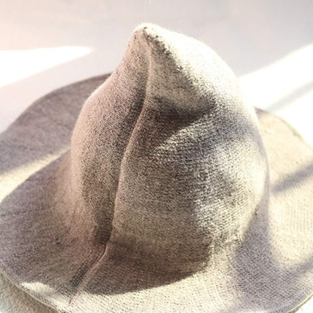 Plenmor Modern Felt Witch Hat - Foldable Candy Colored Wool Knit for Halloween Party, Cosplay Costume and Daily Use (Khaki) image number 2