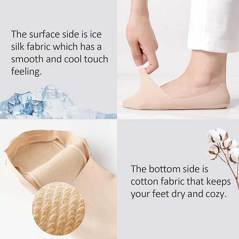No Show Socks for Women, Non Slip Nylon Thin Footies Invisible Silky Low Liner Socks for Loafers Flats 6 Pairs image number 6