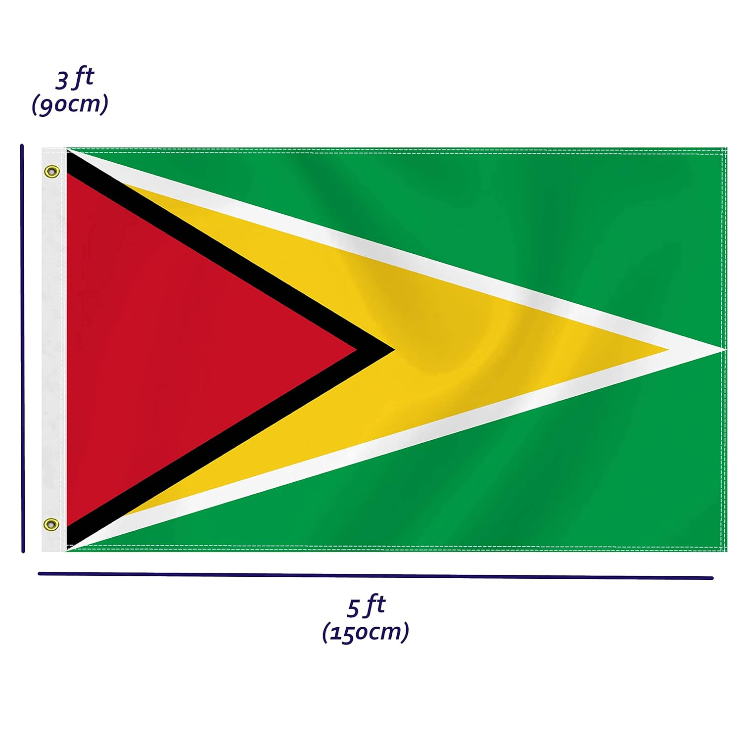 Large 3&times;5 FT Guyana Flag, Big 75D Guiana National Outdoor Banner,Decorgarden with Brass Gromment image number 2