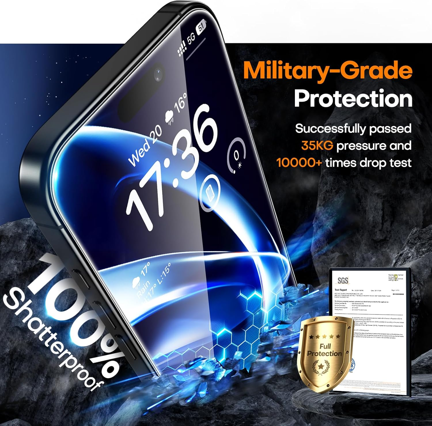 TAURI 3 Pack for Iphone 17 Screen Protector 6.3" with Auto-Installation Tool, Tempered Glass, Scratch-Resistant, [Military Grade Protection] Film image number 6