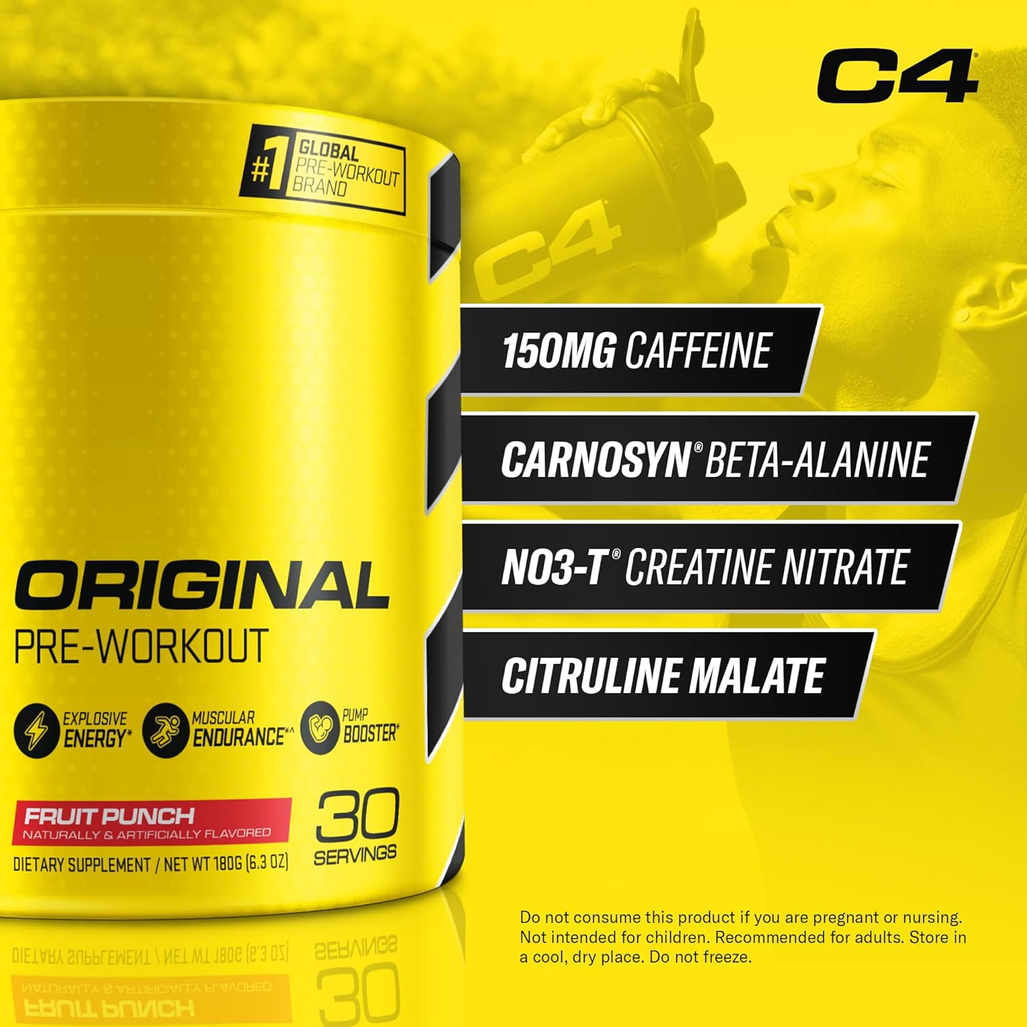 Cellucor, C4 Original Explosive Pre-Workout Supplement, Fruit Punch, 30 Servings image number 2