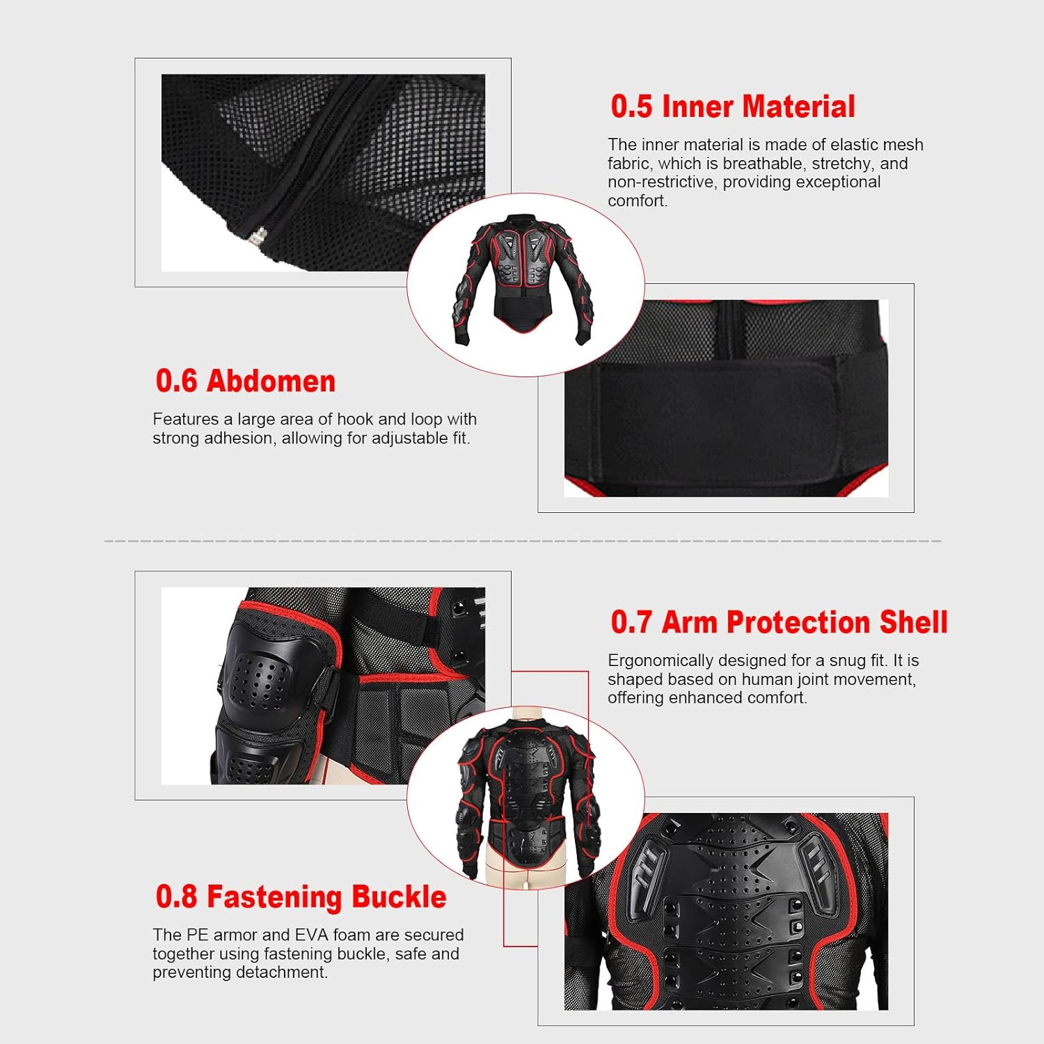 Motorcycle Protective Jacket Full Body Armor, Chest Spine Protection Dirt Bike Gear, Crashproof Adjustable Breathable Dirt Bike Chest Spine Protection Gear for Motocross ATV
