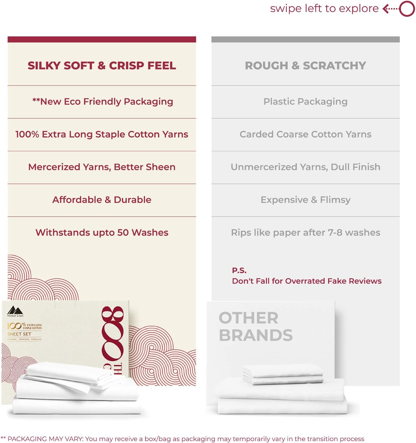 Mayfair Linen Hotel Collection 100% Egyptian Cotton- Genuine 800 Thread Count Sheet Set King White image number 2