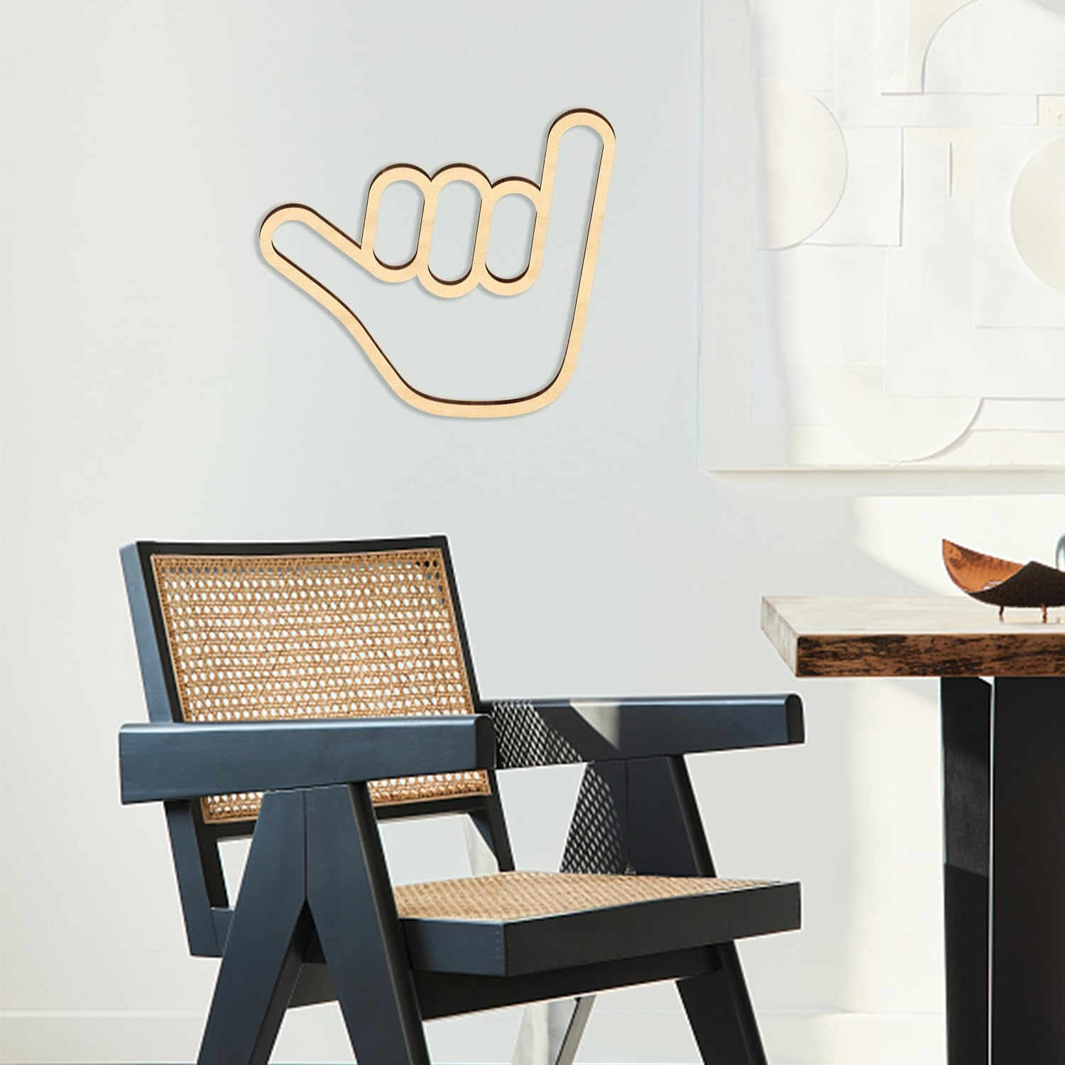 Shaka Hand Wooden Surfer Wall Sign - Hawaii Surf Hanging Decor for Home Living Room Nursery Decoration image number 1