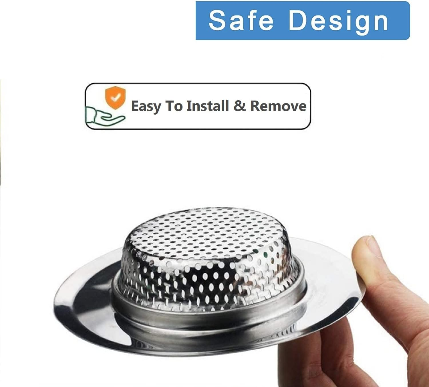 Coolcho 2PCS Sink Strainers for Kitchen Sink &ndash; Never Rust Stainless Steel - Sink Drain Strainer - 4.5" Large Kitchen Sink Drain Basket Food Catcher - Durable Drain Protector Garbage Disposal image number 5