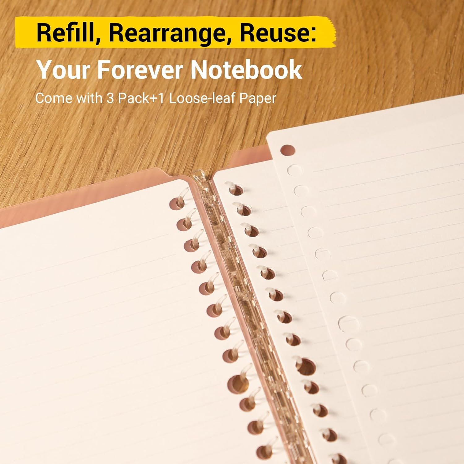 Kokuyo Campus Smart Ring Binder, up to 25 Sheets, B5, 26 Holes (Clear, Light Blue, Light Pink & 100 Sheets Paper Set) image number 1