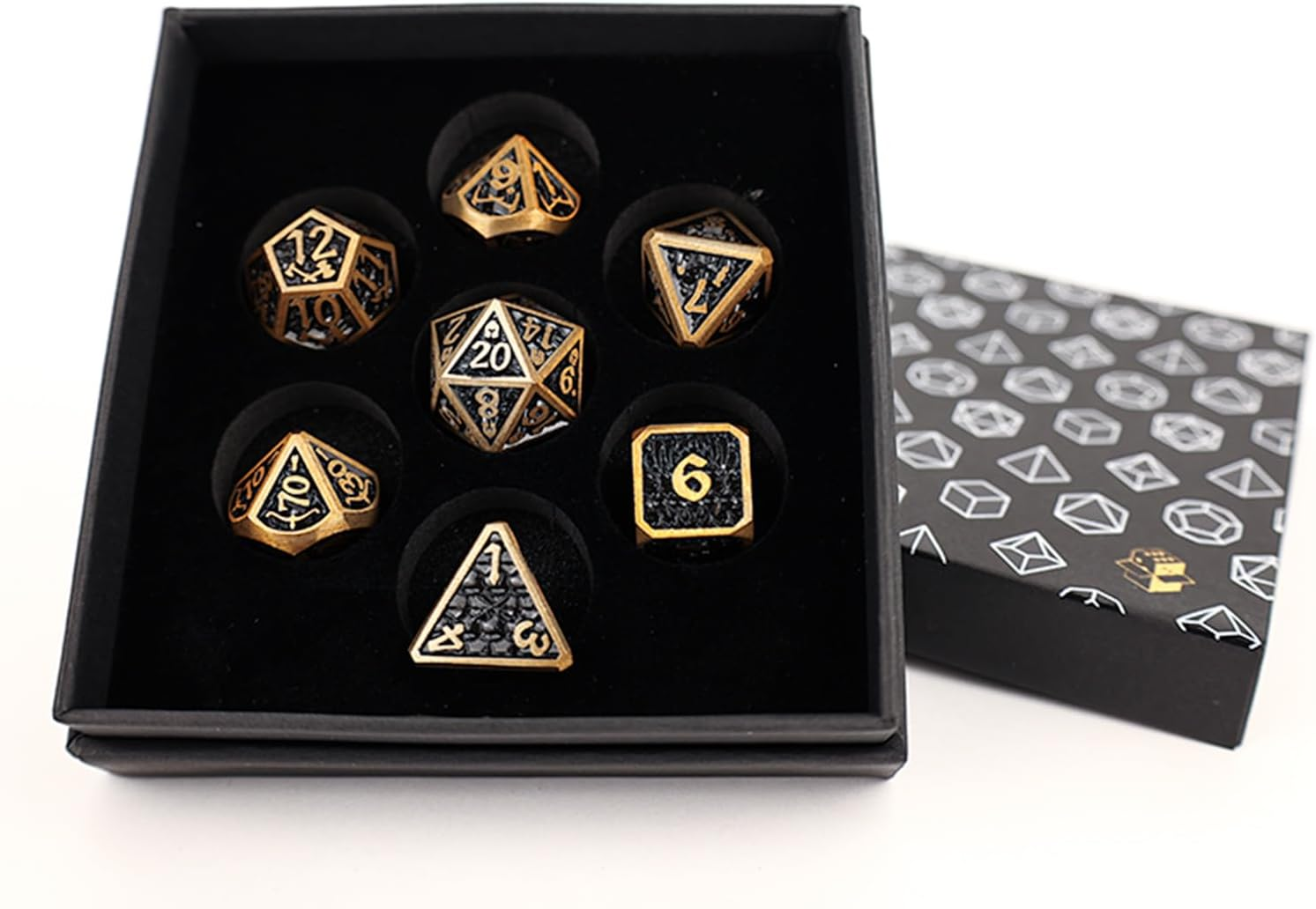LPG Dice Set - Metal RPG Draco Dark Black/Gold image number 3