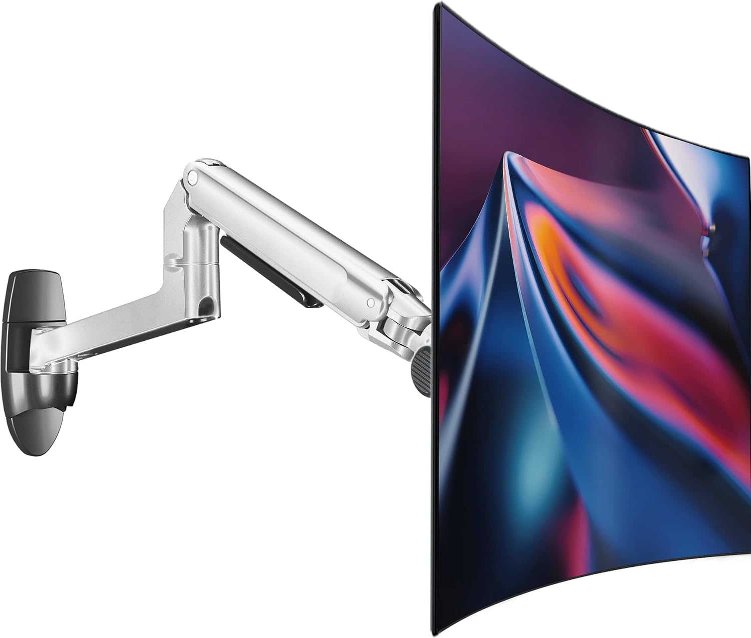 Ergounion Single Monitor Wall Mount for Flat or Curved Screens up to 38" within 25 Lbs, Full Motion Adjustable Monitor Arm with Cable Management, VESA 75X75/100X100Mm, Black