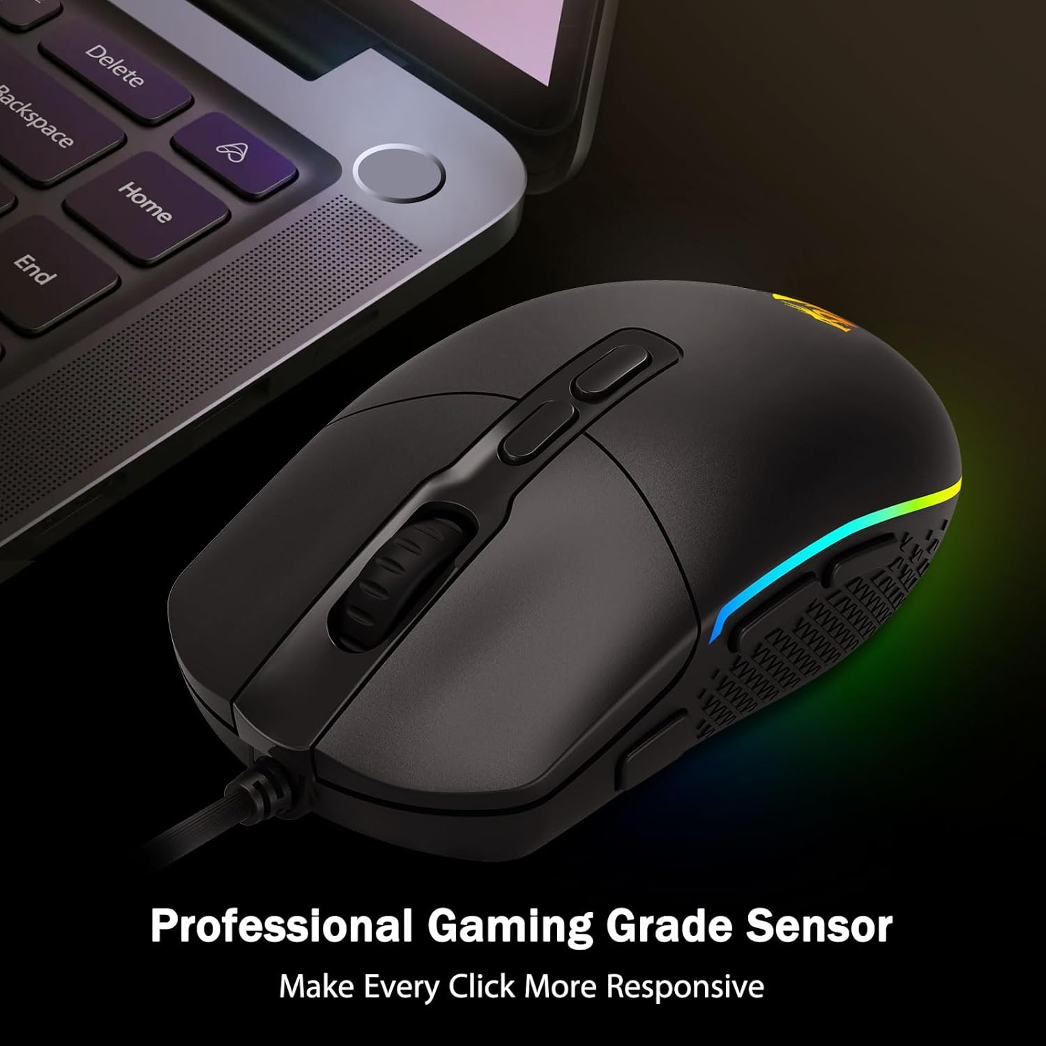 Redragon M719 Antonium RGB Gaming Mouse, 10,000 DPI Optical Wired Mice with 8 Programmable Buttons & 8 Backlit Modes, Software Supports DIY Keybinds Rapid Fire Button image number 1