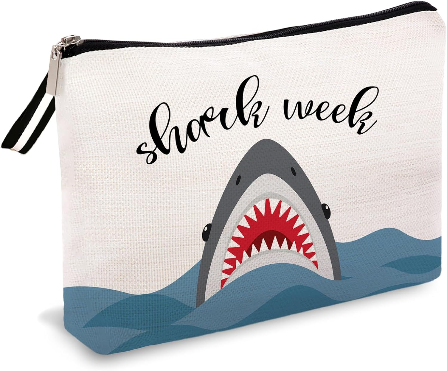 OUZ Shark Gifts for Girls Shark Gift Makeup Bag Sharks Week Gift Birthday Gifts for Shark Girl Animal Lover Gift Cosmetic Bag Graduation Gifts for Friend Sister Daughter Cosmetic Travel Pouch, Beige, image number 5