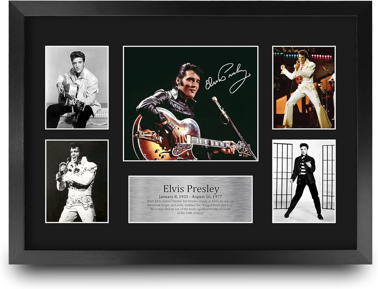 HWC Trading FR A3 Elvis Presley Musician the King Gifts Printed Signed Autograph Picture for Music Memorabilia Fans - A3 Framed