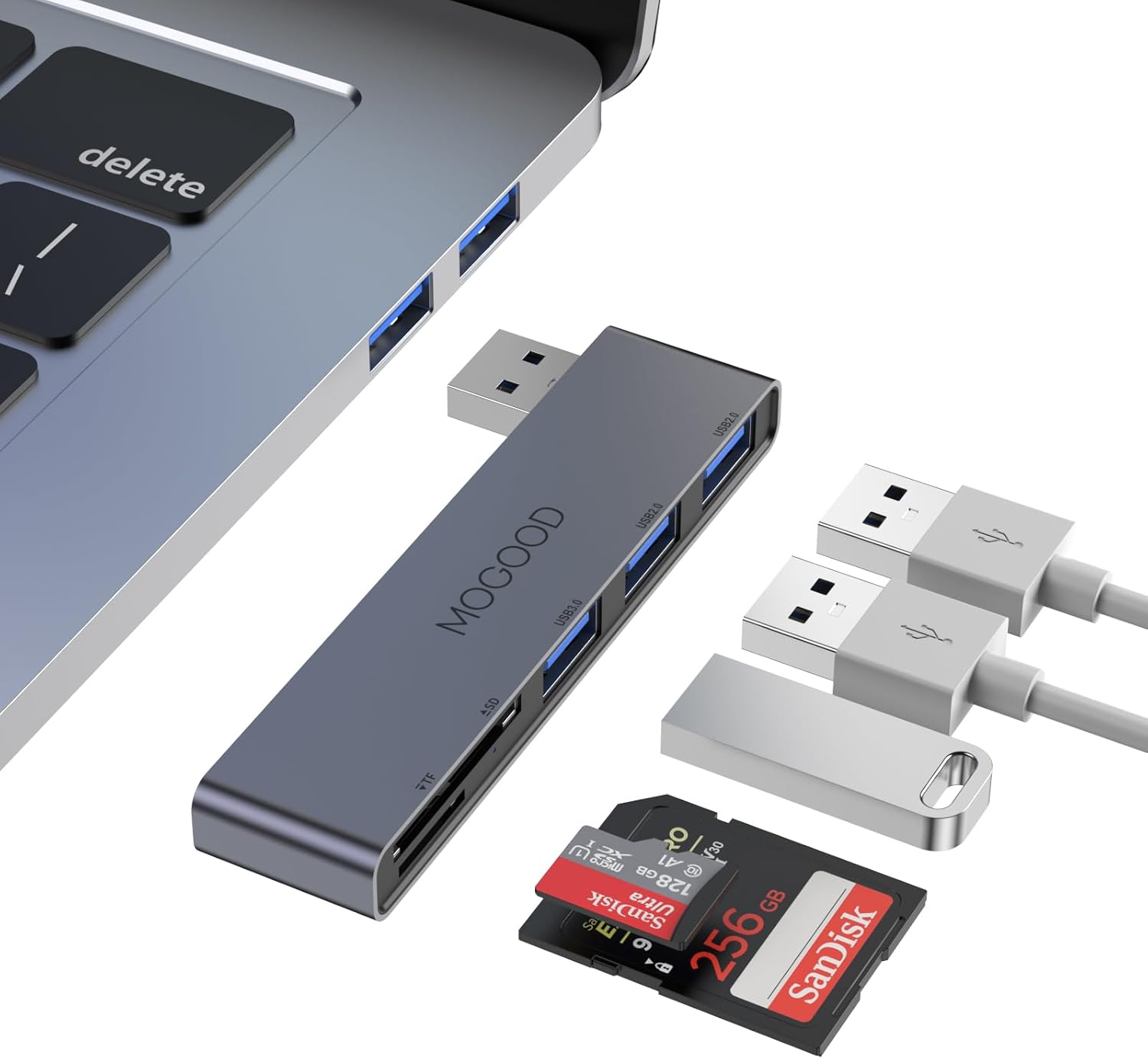 MOGOOD USB Hub 5 in 1 Multiport USB Adapter Docking Station with 1&times;USB 3.0, 2&times;USB 2.0, SD/TF Card Reader,For Laptop, Keyboard, Mouse, Macbook Air, Mac Pro, Imac, Surface Pro, Flash Drive, Mobile HDD