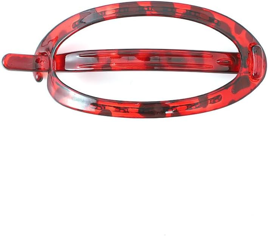 Plain Oval Metal Free Hair Barrette Clips Women Hair Accessories (Red, One Size) image number 3