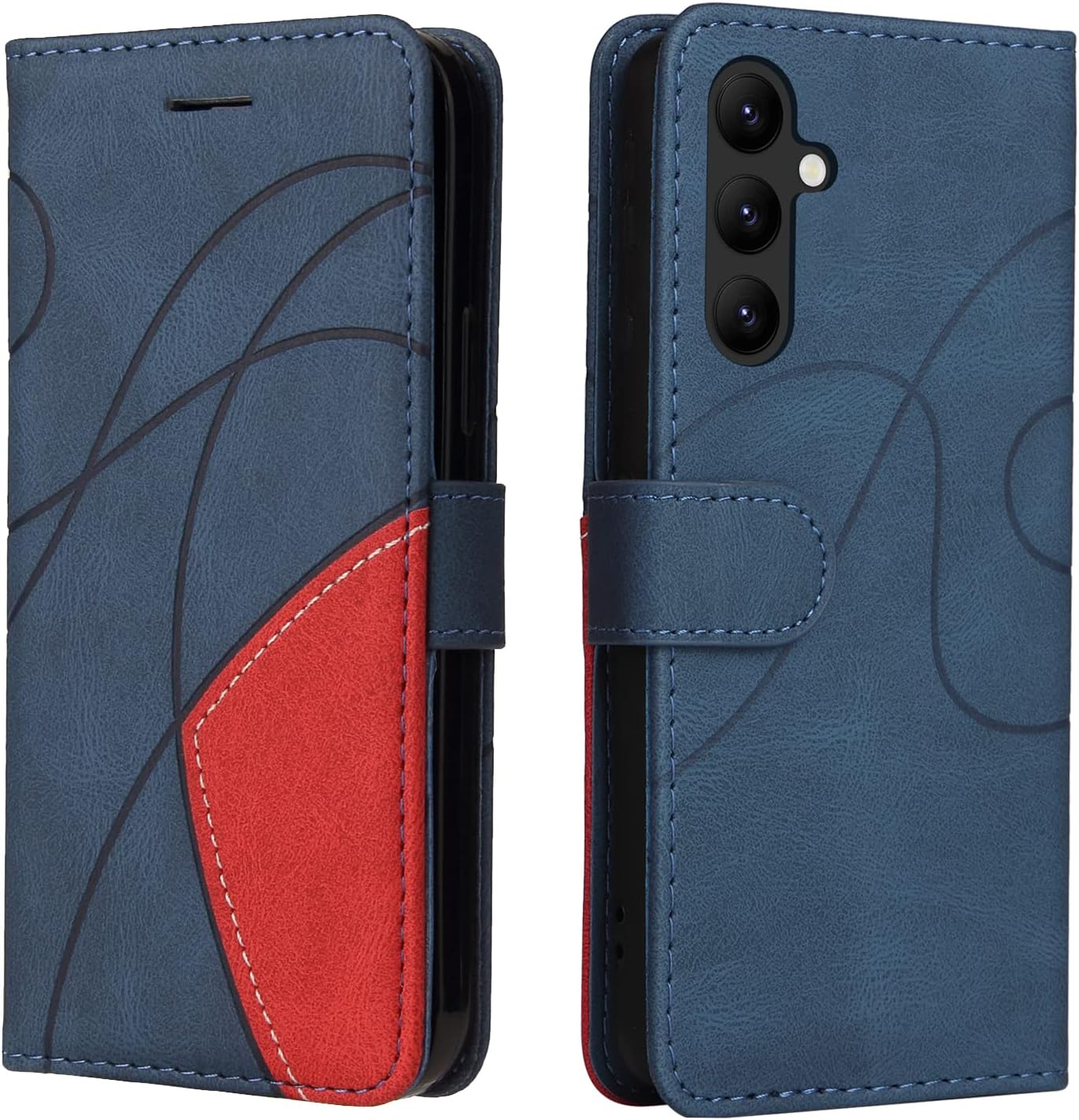 XINNI Protective Phone Case for Xiaomi 14T, PU/TPU Vintage Flip Leather Shockproof Cover Magnetic Book Style Wallet, Red