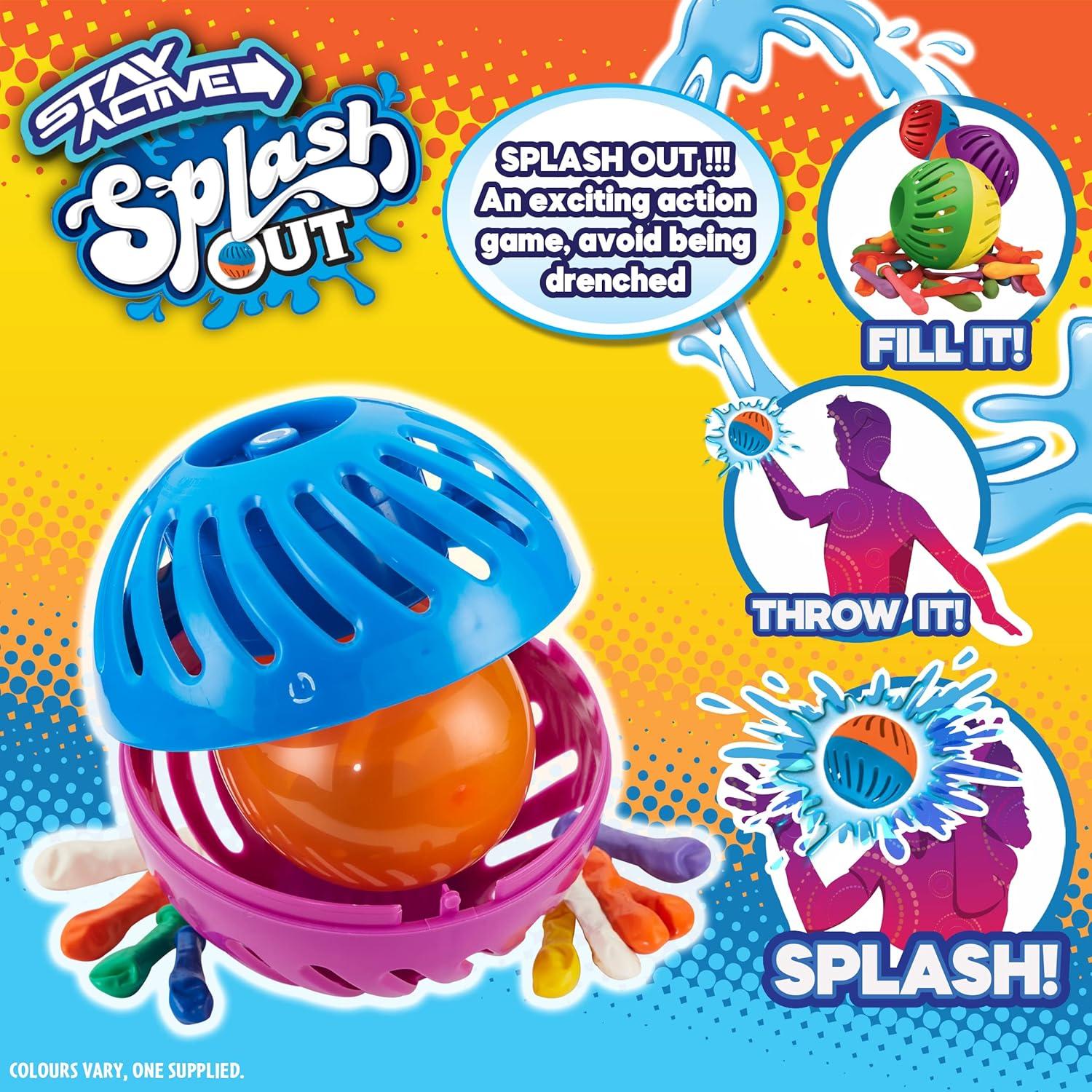 Stay Active SPLASH OUT Throwing & Catching Water Bust with Timer Balloon Indoor Outdoor Activity Fun Family Toy Game Boys Girls Game image number 5
