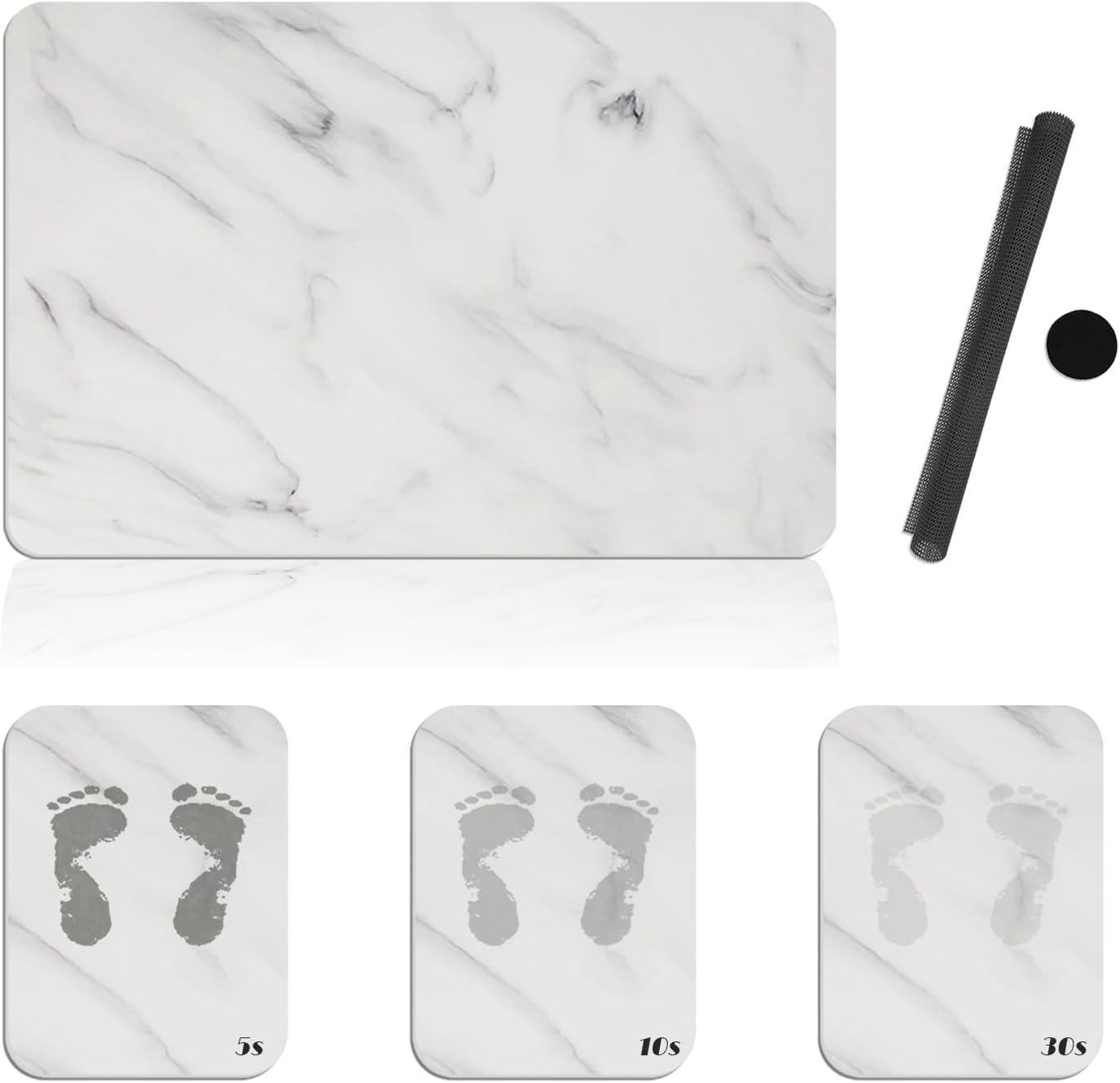 Enkis - Stone Bath Mat, Natural Diatomaceous Quick Drying Mat, 39 * 60CM Non-Slip Super Absorbent Quick Drying Diatomite Mat for Bathroom Shower Floor & Kitchen Counter (Sculptural Lines-Dark Grey)