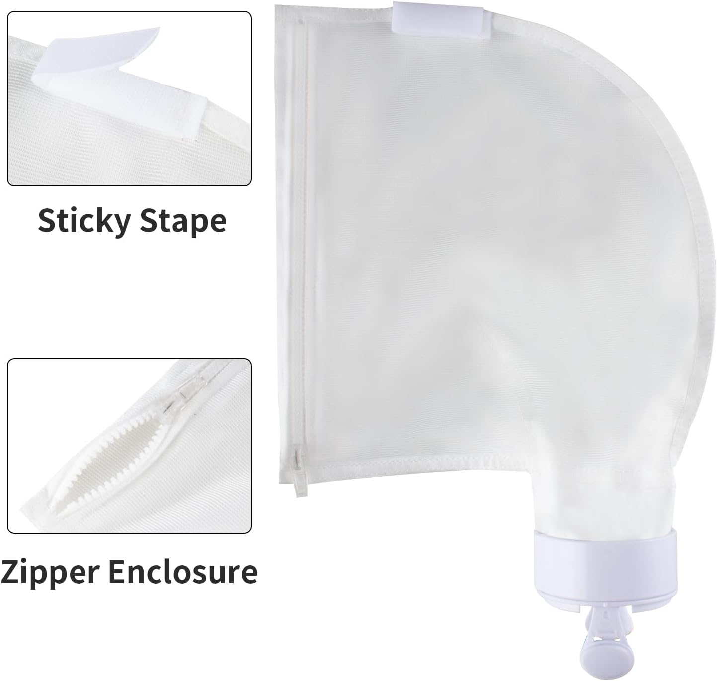 YUJHON Pool Vacuum Cleaner Bags for Polaris 280/480 with Zipper, All Purpose Pool Debris Replacement Bag (2, White) image number 3