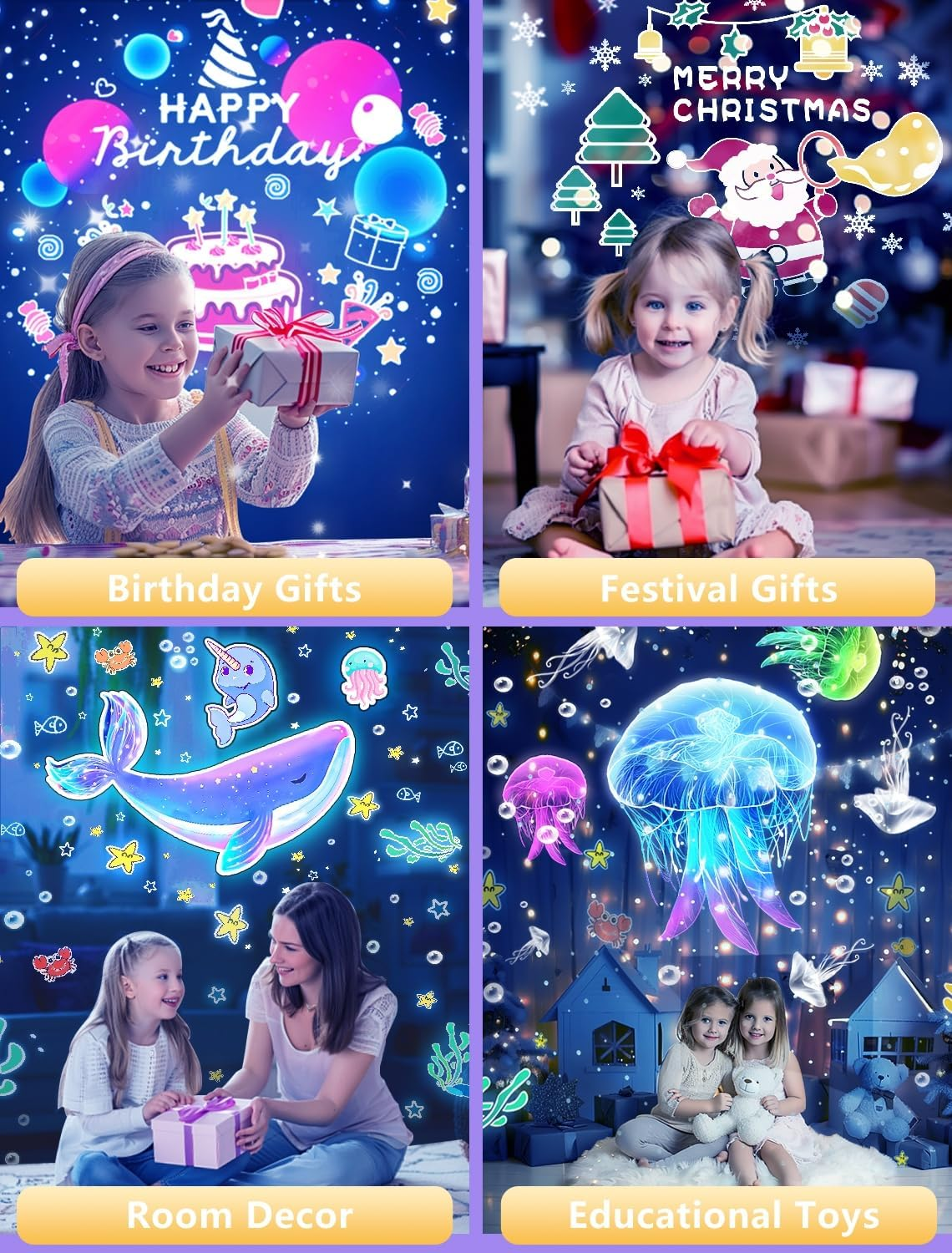21 Sets of Films + Night Light for Kids, Kids Night Light Projector for Bedroom, Ceiling, Projector Night Night for Baby Girls with 360&deg; Rotation, Birthday, Christmas, Nursery, Room Decor image number 3