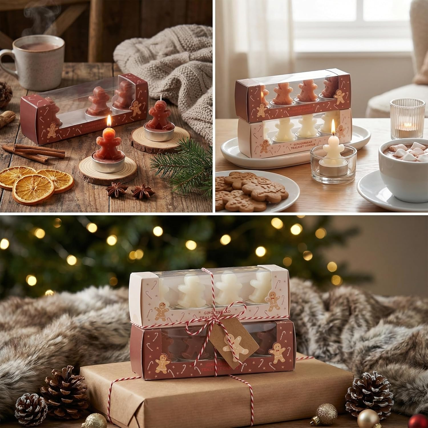 MIJOMA Tea Lights Set Gingerbread &ndash; Set of 12 in Gift Set &ndash; Decorative Candles in Gingerbread Man Shape &ndash; Christmas Decoration, Advent, Table Decoration, Gift Idea image number 6