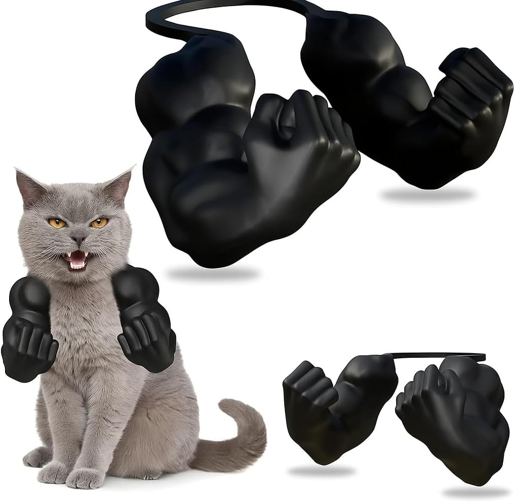 Creative Cat Muscle Arms, 3D Printed Cat'S Neck Arm with Muscle, Funny Pet Props Hanging Arm for Kitten Birthday Party Supplies (Black) image number 2