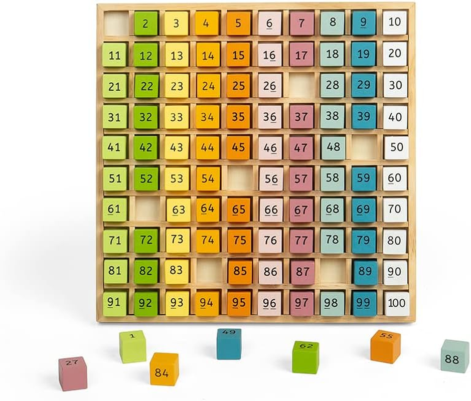 Bigjigs Toys FSC Certified Wooden Number Counting Tray - 100Pc Maths Game, Quality Eco-Friendly Educational Toys & Teacher Supplies, Montessori Toys image number 4