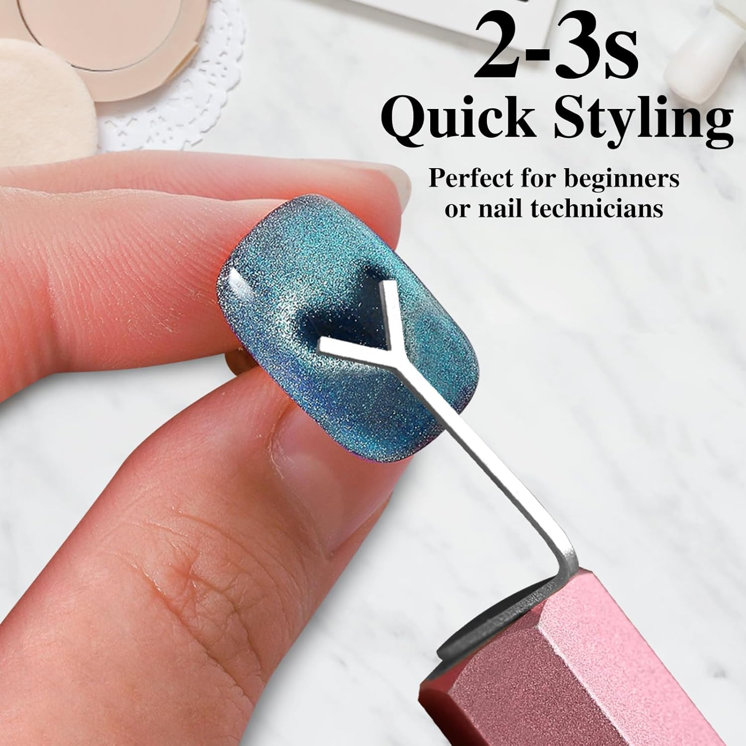 C12Rtive Heart Cat Eye Nail Magnet Tool,4 Pcs Professional Stainless Steel Heart Cat Eye Nail Magnet Tool for Cat Eye Gel Nail Polish,Suitable for Personal DIY, Nail Studio or Nail Salon image number 3