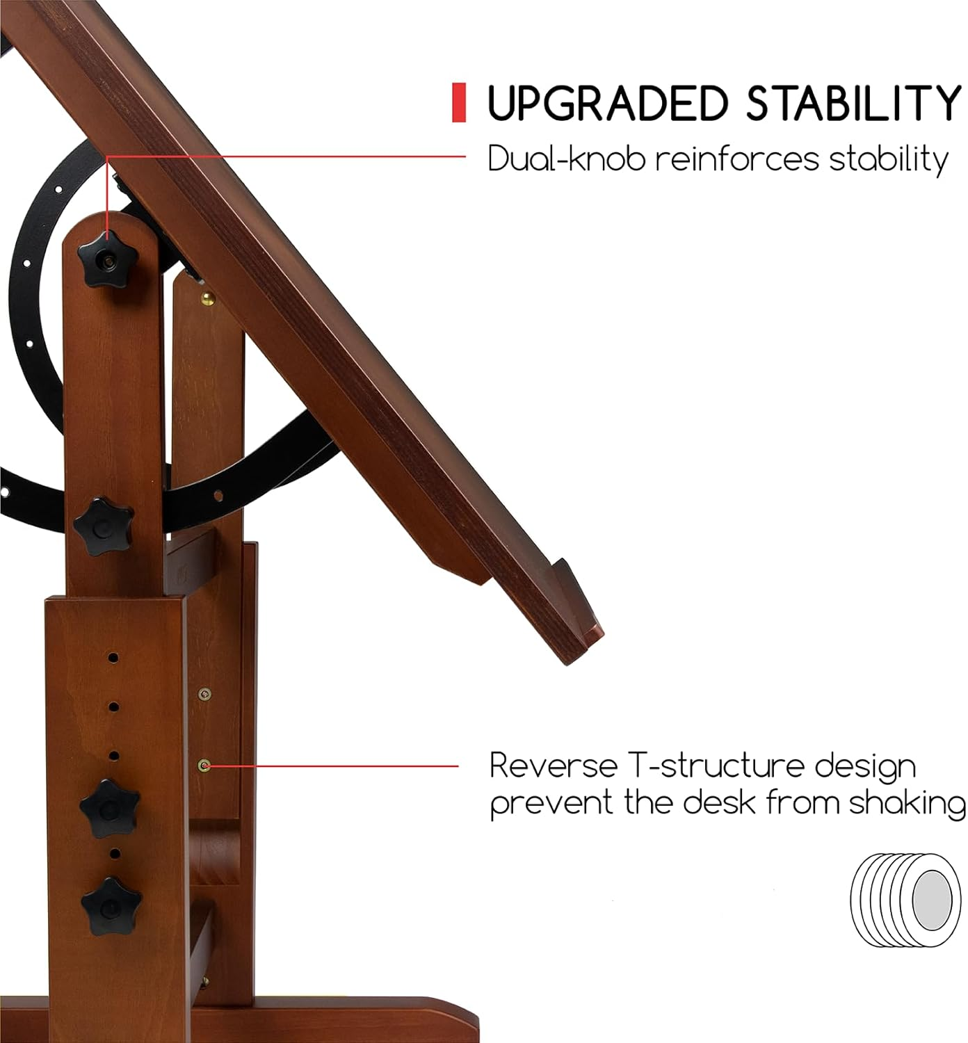 MEEDEN Extra-Large Wood Drafting Table: 42" X 30" Artist Drawing Desk - Height Adjustable Art Craft Table - Tilting Table for Adults Painting Reading Writing Sketching image number 2