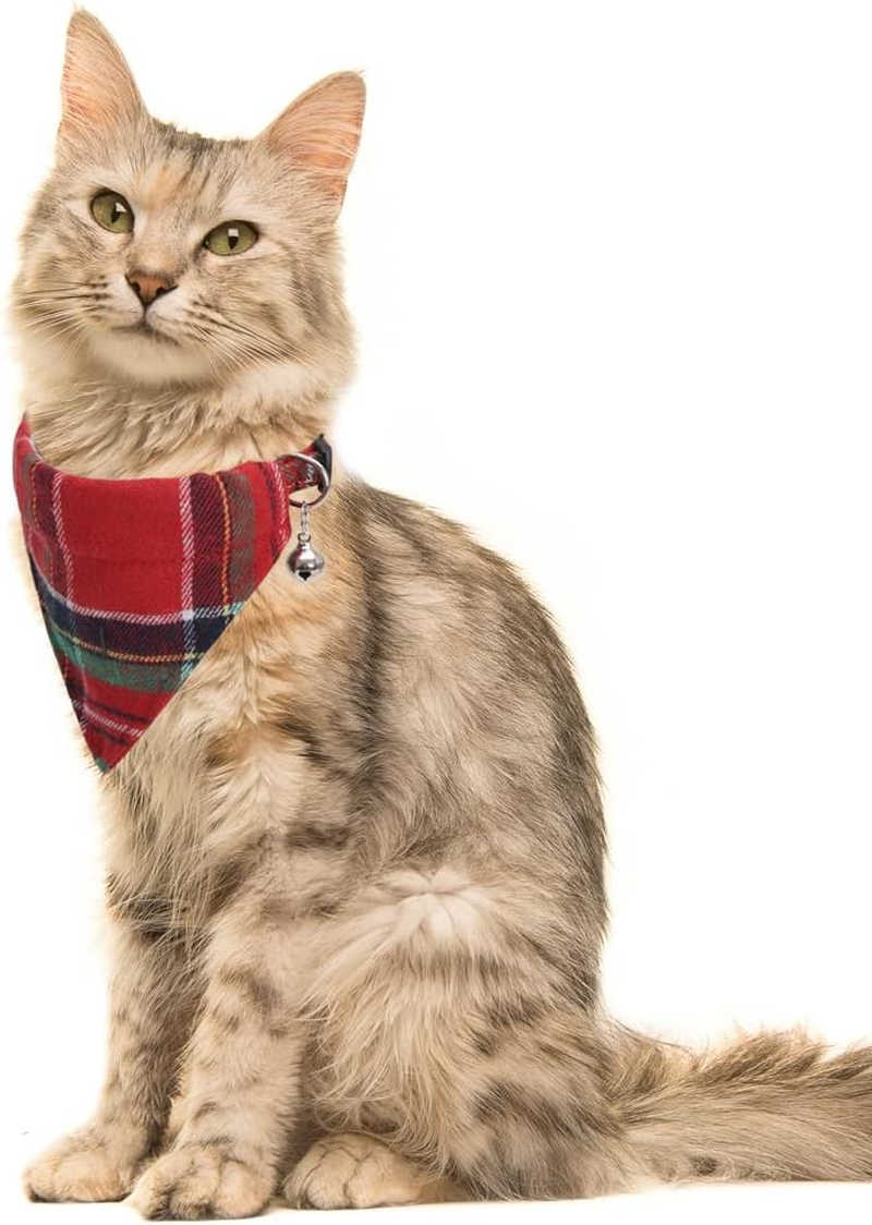 Christmas Cat Collar Breakaway with Cute Removable Bow Tie Bandana and Bell for Kitty Adjustable Safety Plaid - Bowtie New image number 3