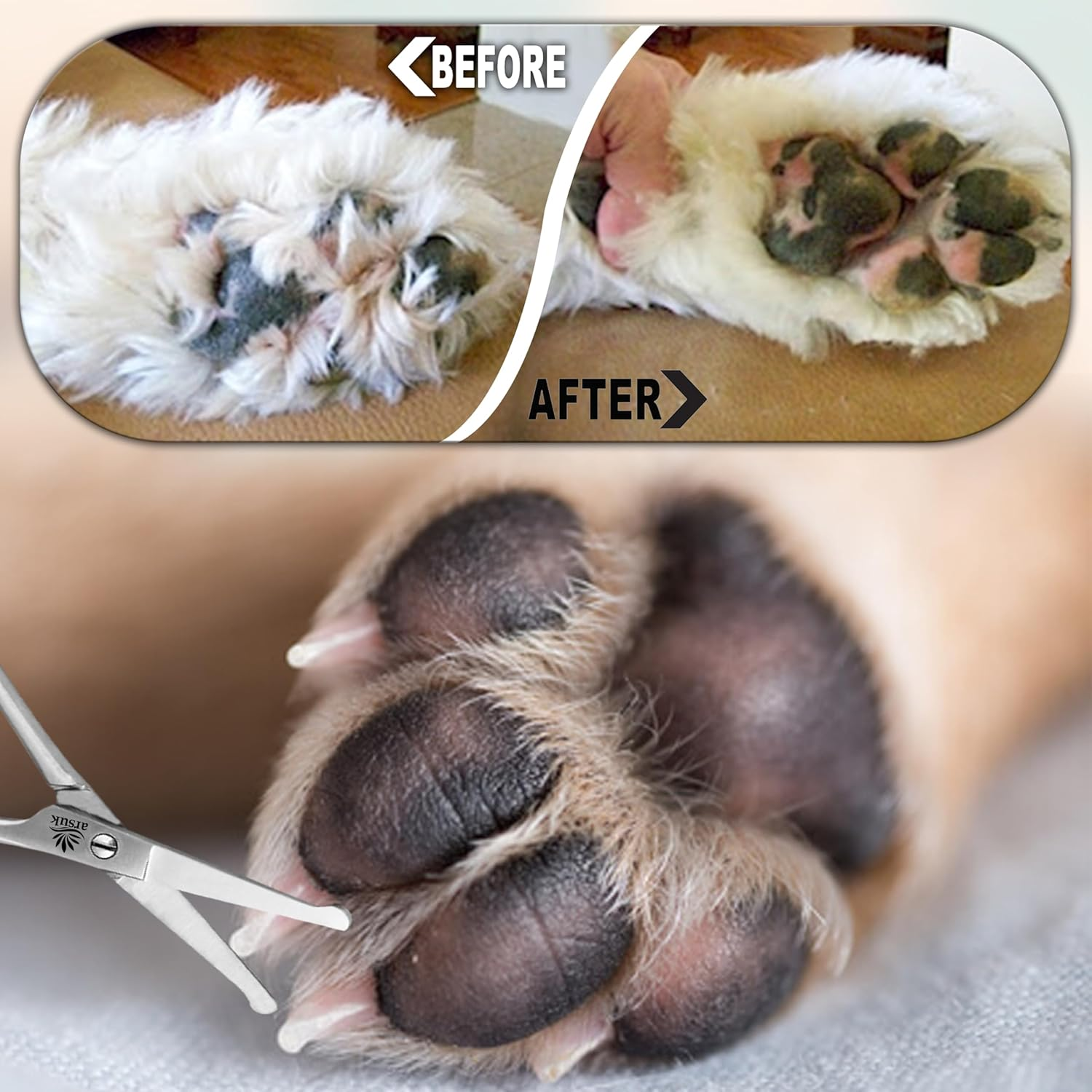 ARSUK Dog Scissors for Grooming Face and Paws, Ear and Eyes - Blunt Rounded Tip to Trim Any (Cat and Dog) Hair Securely Length 4.5-Inch Stainless Steel image number 6