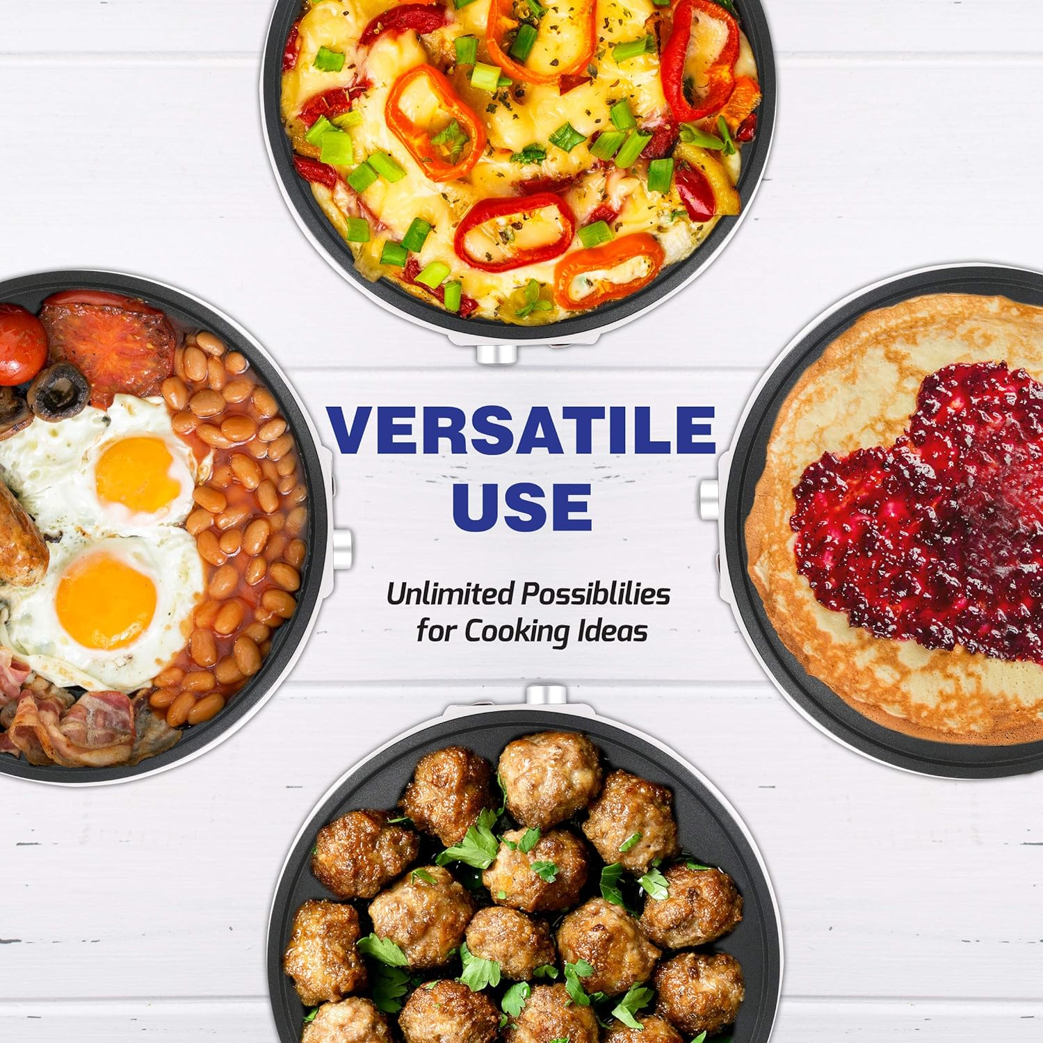 30.5Cm Electric Pancake & Crepe Maker by Starblue with FREE Recipes E-Book and Wooden Spatula - AC 220-240V 50/60Hz 1000W, UK Plug, Australia Adapter Included image number 6