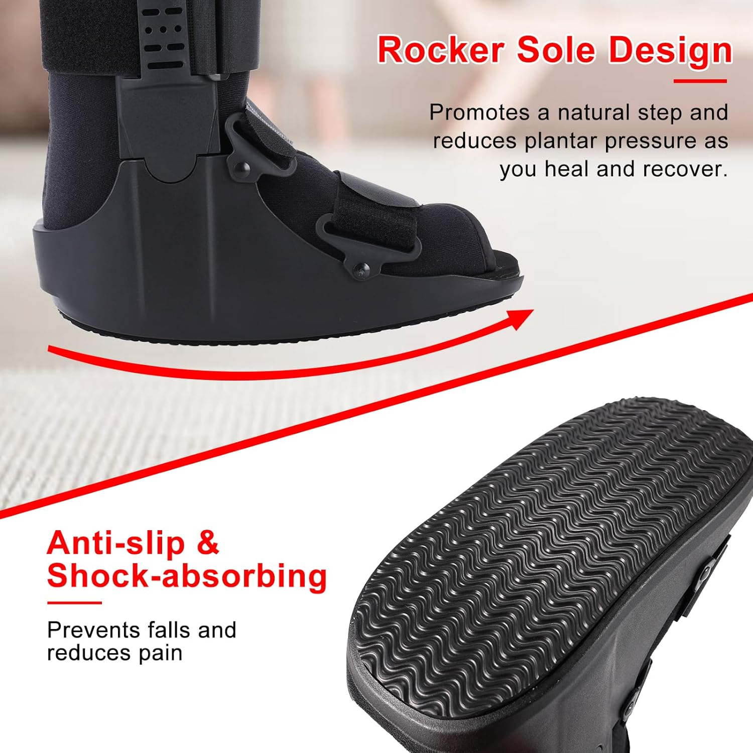 Inflatable Walking Boot - Air Cam Walker Fracture Boot - Tall Walker Brace Ultralight Orthopaedic Boot for Sprained Ankle Stress Fracture Broken Foot Achilles Tendonitis Foot Pain Recovery (Large) image number 5