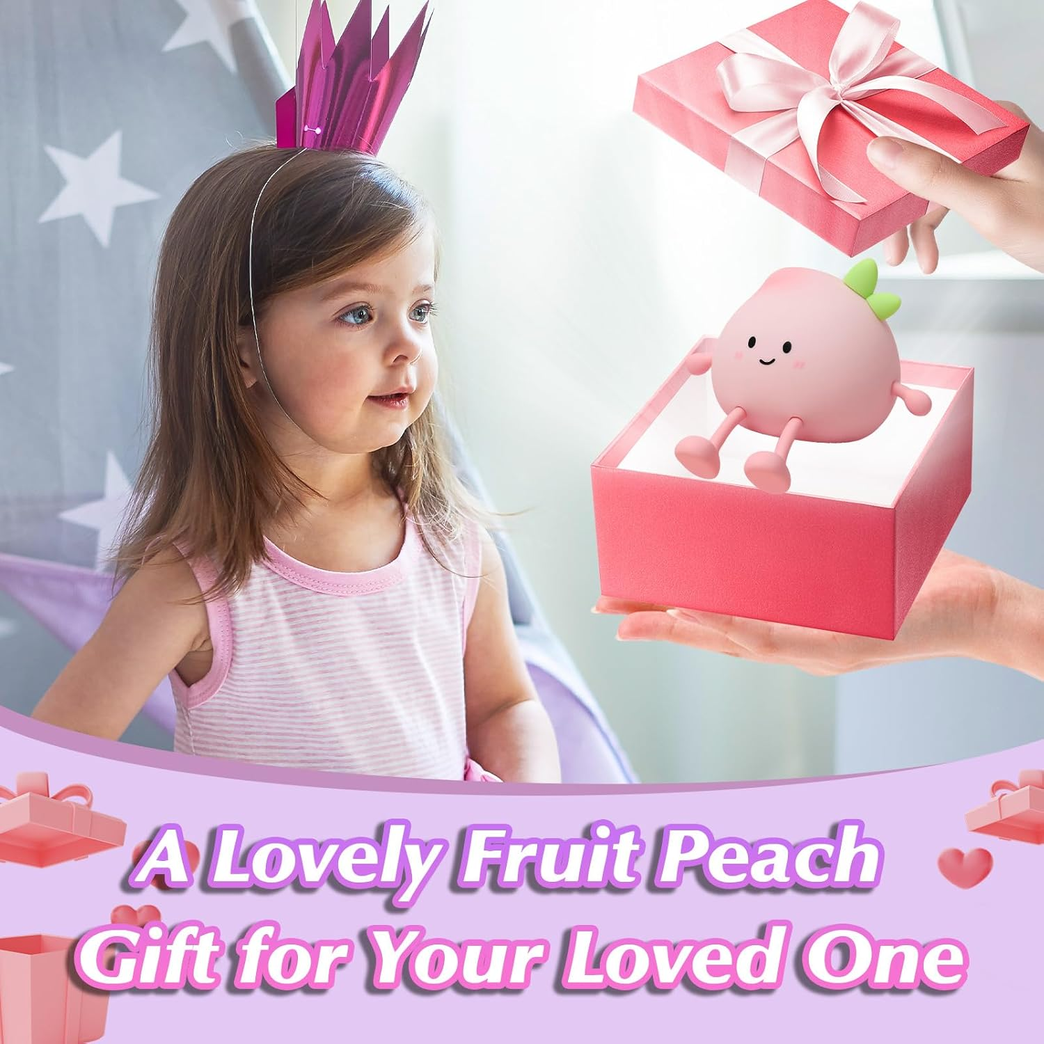 Kids Night Light,Fruit Peach Night Light 7 Color Silicone LED Touch Light Lamp for Baby and Toddler,Cute Squishy Lamp for Boys Girls Room Dimmable Portable Rechargeable Bedside Bedroom Decor image number 6