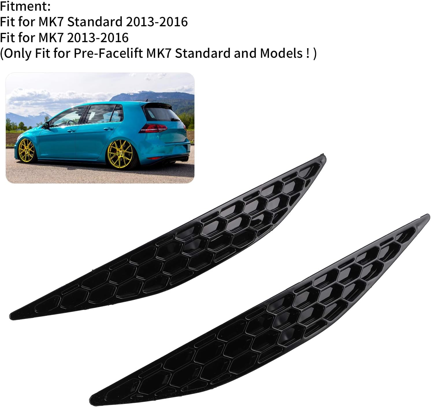 Mk7 Accessories,2016 Reflectors,Auto Bumper Reflector,2Pcs Gloss Black Rear Bumper Reflector Honey Comb Set Fit for MK7 2013-2016 Mk7Rear Reflectors image number 4