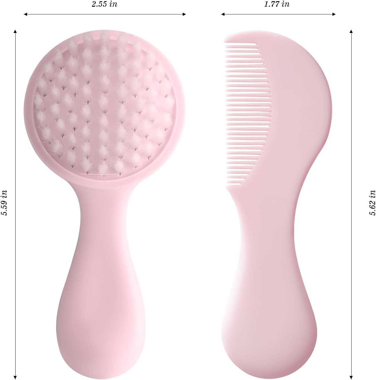 Baby Hair Comb Set Soft Baby Hair Brush Baby Comb Hair Comb Set Newborn Baby Hair Brush and Comb Set Baby Care Hair Brush for Girls and Boys,Ideal Present for Baby Pink