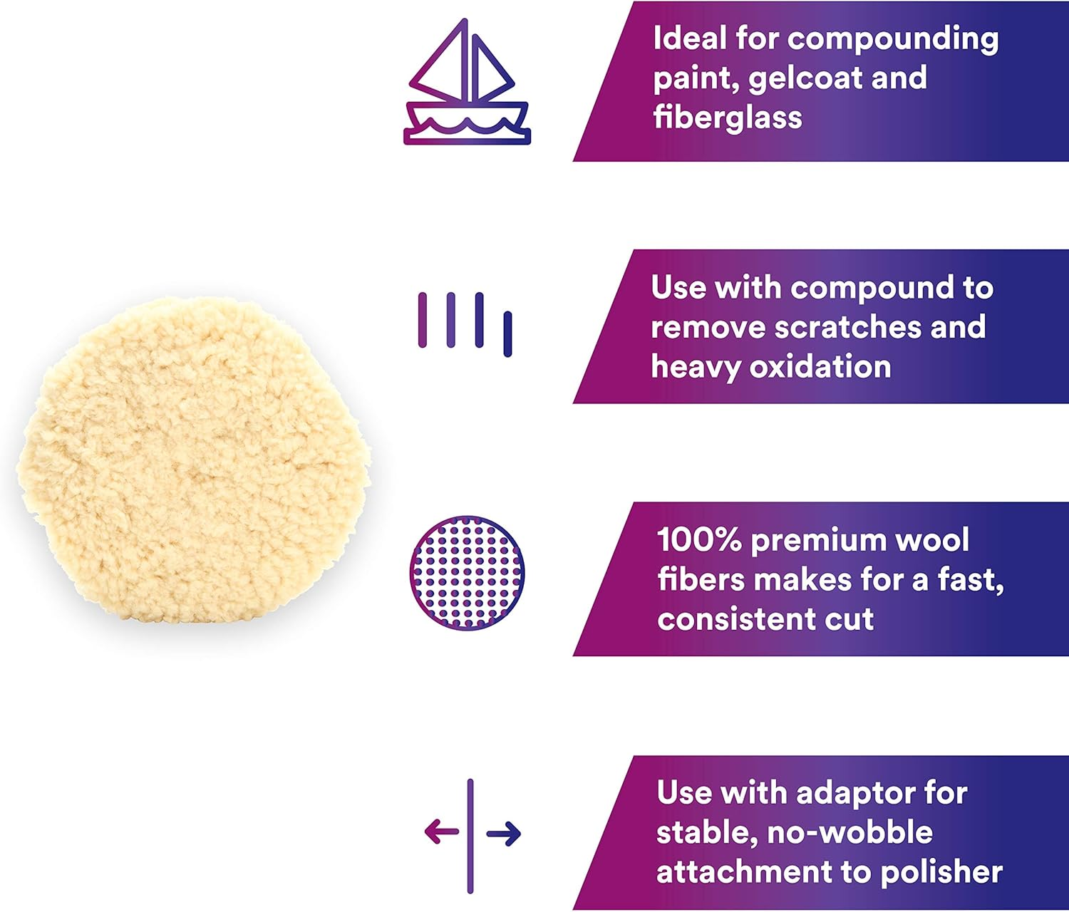 3M 33280 9-Inches Double Sided Wool Compounding Pad image number 2