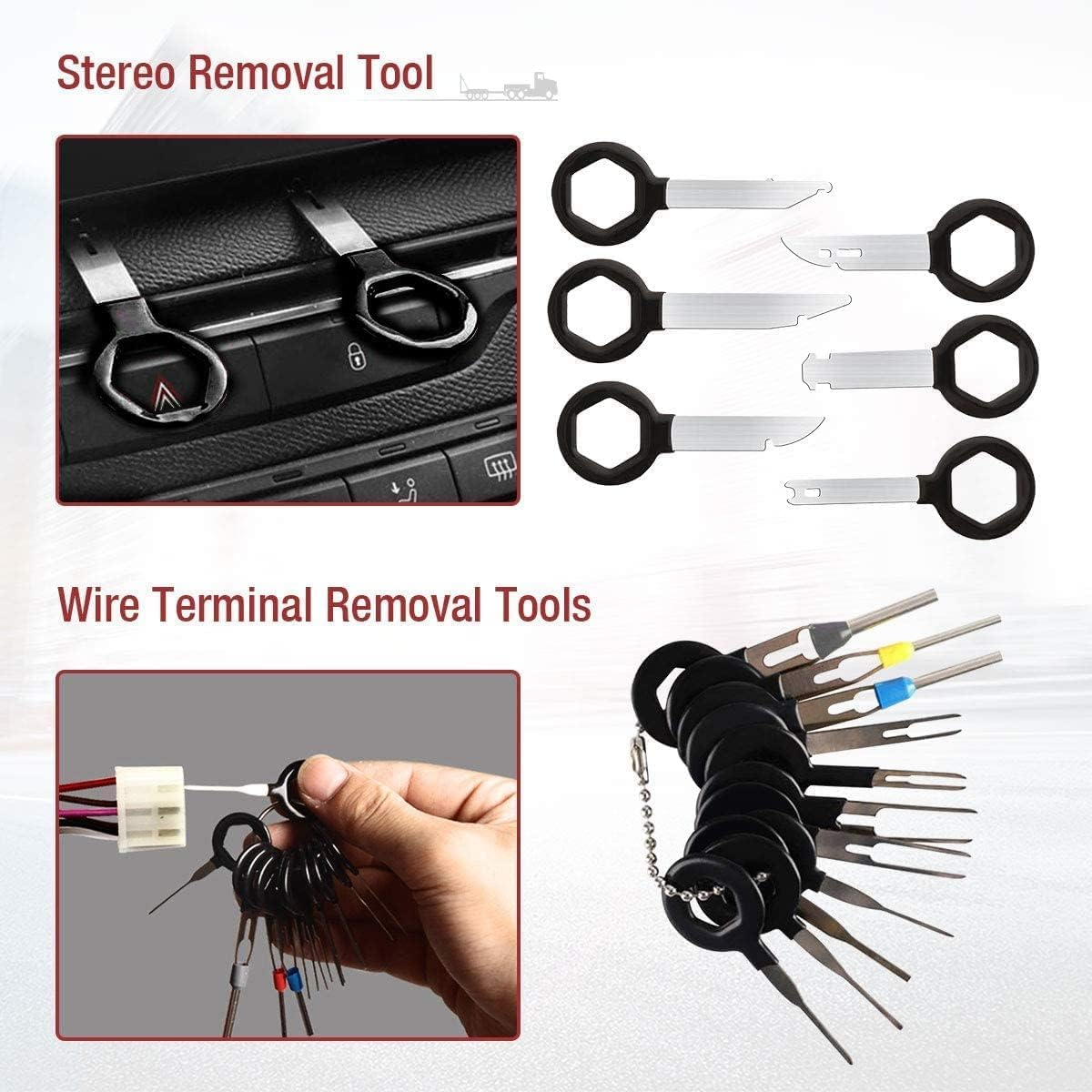 Trim Removal Tool, Fastener Remover Car Tool Kit, Automotive Interior Plastic Pry Kit, Radio Auto Clip Pliers Removal Tool Kit - Red image number 4