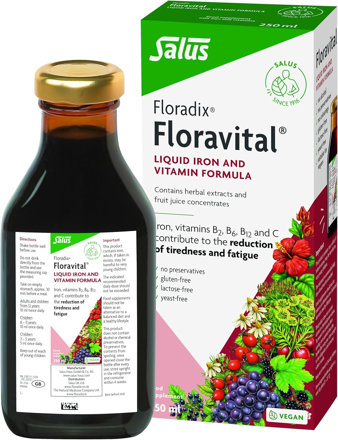 Floradix Floravital Iron & Vitamin Formula Liquid, 250Ml image number 6