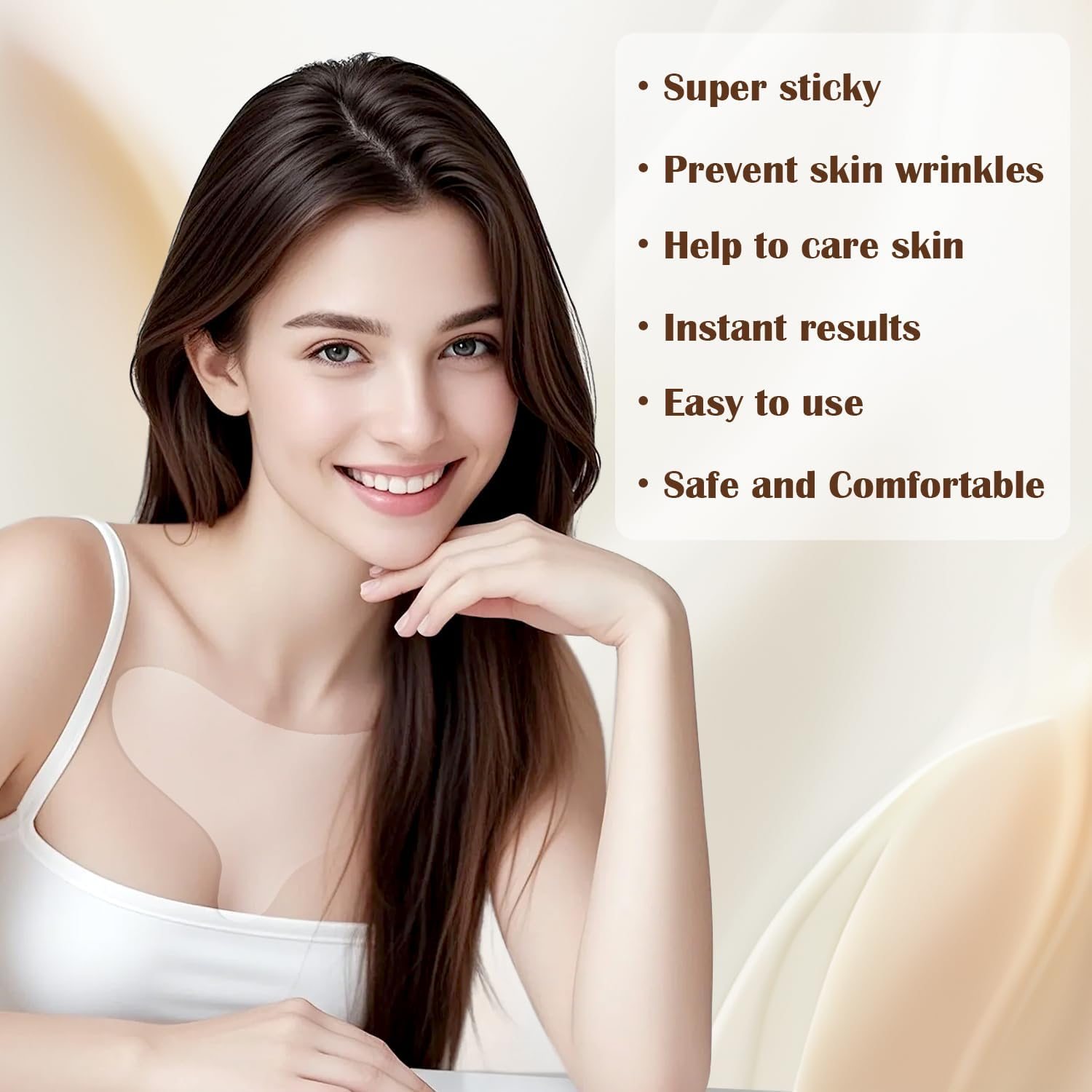 EKIND Silicone Chest Patch anti Wrinkle D&eacute;collet&eacute; Pad Reusable Self Adhesive T Shape Skin Tightening Hydrating Lift for Women (Transparent)